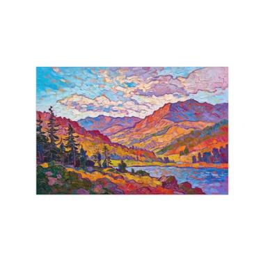 Imagem de BMZFYBS Impressão em tela de paisagem de arte de parede - Rio de montanha abstrata - quadros de pintura de decoração para sala de estar quarto 30 x 45 cm 12 x 18 pol sem moldura