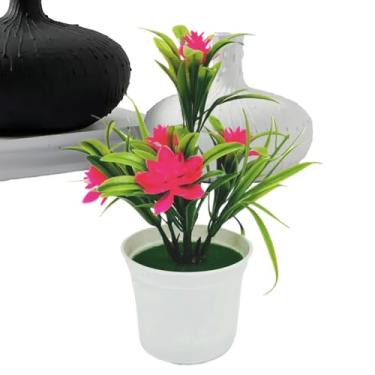 Imagem de Flores artificiais de maconha, plantas artificiais internas - Plantas em vasos falsos - Decoração da sala realista estética para casa de prateleira de comprimido para casa