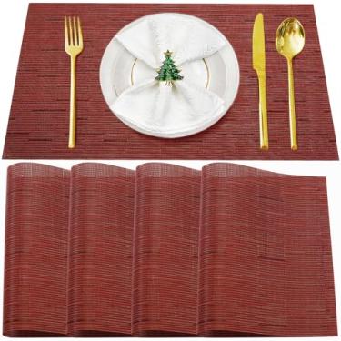 Imagem de Bxzandya Jogo americano conjunto de 4, tapetes de mesa laváveis e resistentes ao calor e a manchas, tapetes de mesa antiderrapantes de tecido de vinil para proteção de mesa de restaurante, jogo