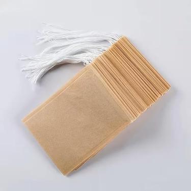 Imagem de 100 sacos de papel com filtro de cordão para café, chá e alimentos, saquinho de chá descartável, perfeito para preparar e servir