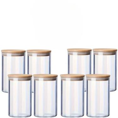 Imagem de Kit 10 Potes de Vidro Herméticos 250ml com Tampa de Bambu para Temperos, Grãos, Mantimentos e Uso Multiuso na Cozinha (8 Unidades,250ML)