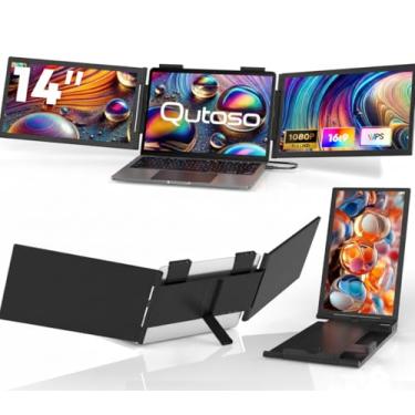Imagem de Extensor de tela portátil, 14" FHD 1080P IPS Extensor de monitor triplo, monitor portátil duplo para laptop 14 "-16", tela portátil do monitor USB C para Windows, Mac, Android, Chrome, Plug and Play