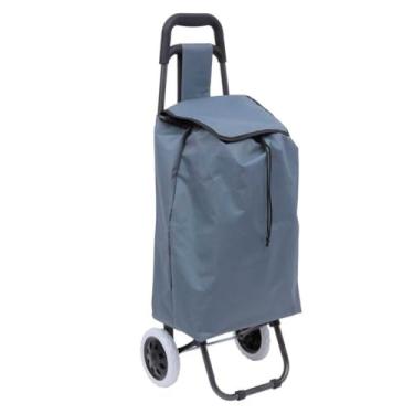 Imagem de Carrinho de compras, carrinho de mercado, reforçado, dobrável, com rodas, capacidade de carga 30 kg.(Cinza Claro)