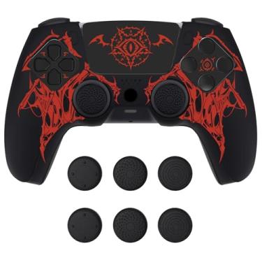 Imagem de PlayVital Design for PS5 Controller Skin Cover Fit with Charging Station - Anti-Slip Silicone Controller Grip Case for PS5 with 6 Thumb Grip & Sticker, Pure Series Dockable Model - Wings Sigil (Red)