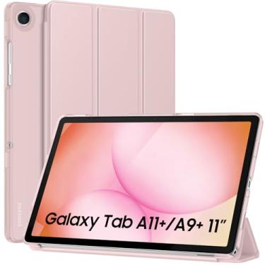 Imagem de MoKo Capa para Galaxy Tab A11+ Plus/A9+ 28 cm 2025/2023, capa protetora inteligente de suporte fino com capa traseira translúcida de policarbonato rígido para tablet Galaxy Tab A11+/A9 Plus, despertar