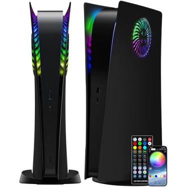 Imagem de Joso Placa frontal para PS5 Digital Edition, capa de substituição antiarranhões à prova de poeira com anel RGB, capa adequada para console PS5 versão digital, placas para acessórios PS5 - Digital |