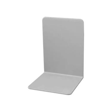 Imagem de Suportes de livros modernos em forma de L para estantes de livros para prateleiras de biblioteca (cinza)