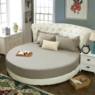 Imagem de Lençol redondo de algodão para casa, colchas redondas de verão, conjunto de colchão, topper para redondo 200cm 220cm, cinza prateado, redondo 1.8m