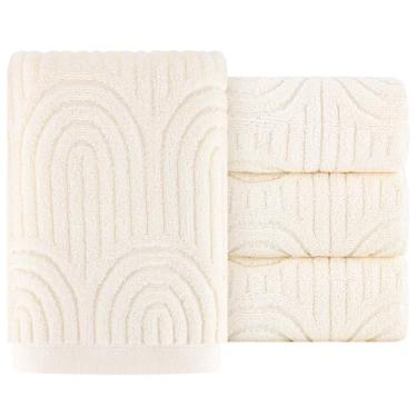 Imagem de Pacote com 4 toalhas de mão boho toalha de arco arco-íris toalha de prato para decoração de banheiro conjunto de presente de limpeza de cozinha 100% algodão leve seca rapidamente absorvente tecido