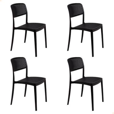 Imagem de Kit 4 Cadeira Tramontina Serena Em Polipropileno Cor Preto 92096009