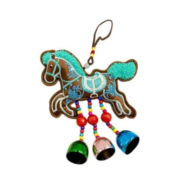 Imagem de CarpNettore Pingente de Cavalo em Pelúcia Bordada, Ornamento Do Zodíaco Chinês, Estatueta de Tecido, Colecionável, com Função de Pendurar, Ideal para Decoração de, Cavalo Correndo de Café, Sinos