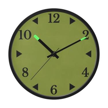 Imagem de STAYTOP Relógio de parede de LED verde-oliva para quarto com brilho noturno, relógios de parede silenciosos de 30 cm para decoração de sala de estar, controle de som, relógio de parede moderno que