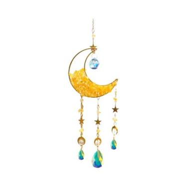 Imagem de Cristal Arco-Íris Suncatcher, Decoração De Parede Com Estrelas E Lua, 