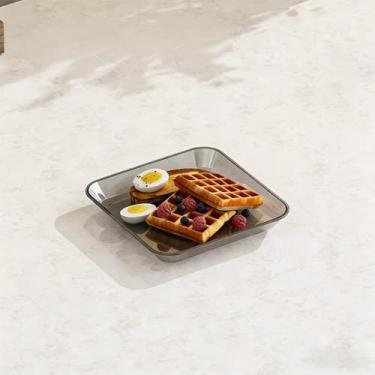 Imagem de Bandeja de servir de acrílico transparente para casa, cozinha, mesa de jantar, organizador de alimentos e bebidas, bandeja de mesa multiuso bandeja retangular leve e resistente para uso diário