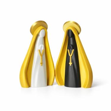 Imagem de Estátua Decorativa Nossa Senhora Aparecida 13cm Manto Colorido Personalizado Detalhes em Dourado,Imagem Decorativa Nossa Senhora Aparecida Imagem catolica (Amarelo, Branco (Corpo))