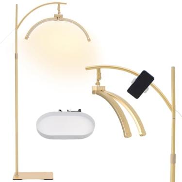 Imagem de Loepxsd Luminária de esteticista para extensões de cílios – Lâmpada de LED para cílios com anel de meia lua para tecnologia de cílios com paletes e suporte de telefone para tatuadores, Nail Tech Z