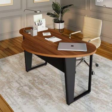 Imagem de Mesa Orgânica Linear 173cm x 94cm com Pés Metal para Escritório F5 Off