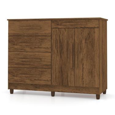 Imagem de Cômoda Sapateira Para Quarto 05 Gavetas E 02 Portas Livia Imbuia - Pallazio