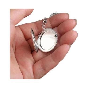 Imagem de Colar Feminino Com Pingente Medalhão Abrível Em Aço Inoxidável Polido 