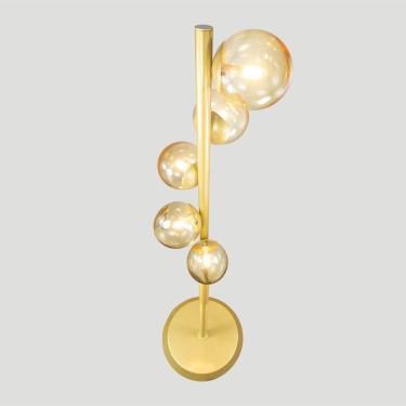 Imagem de Abajur Coluna Piso Figo Ouro Com Globo De Vidro Ambar