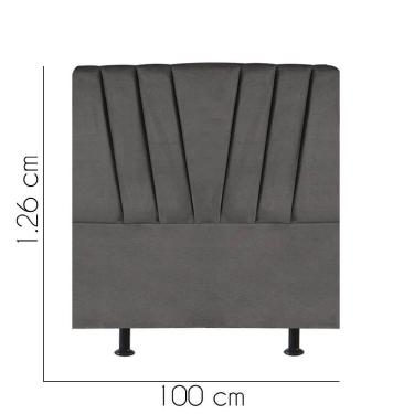 Imagem de Cabeceira Estofada Bélgica 100cm Solteiro Para Cama Colchão Box Quarto Suede Cinza Escuro Grafite - Aurora Line