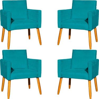 Imagem de Kit 4 Poltronas Para Recepção Nina Suede Cores Pé Palito 30cm Castanho - Suede