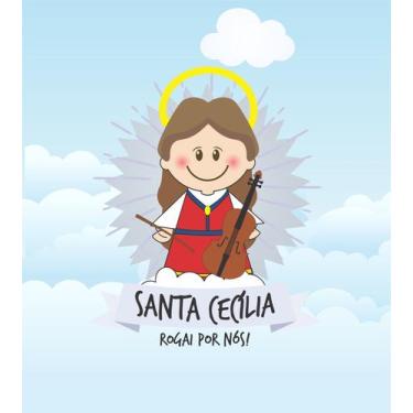 Imagem de Almofada Com Enchimento Oração Santinho Santa Cecília - Fabrika De Fes