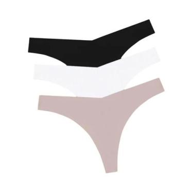 Imagem de Conjunto De 3 Calcinhas Ultrafinas Sem Costura Para Mulheres, Tanga V-