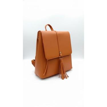 Imagem de Mochila Bolsa Feminina Casual Viagem Couro Pu Caramelo - Shop Mix
