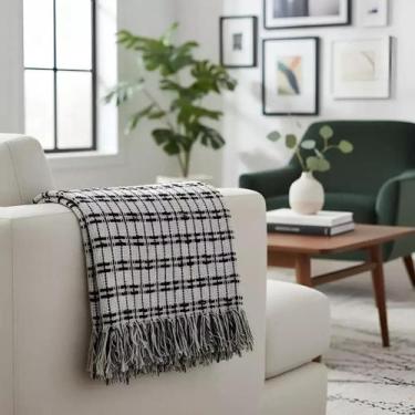 Imagem de Manta Casal Força do Querer - Areia com Preto - REDESDEDORMIR