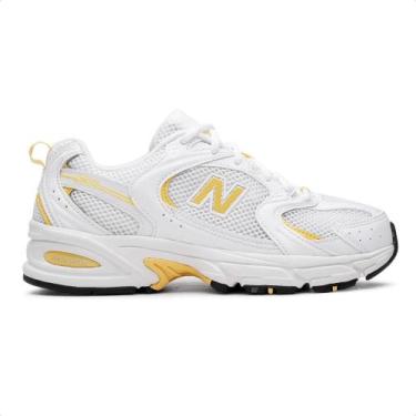 Imagem de Tênis New Balance 530 Retro Unissex, 34, Branco, Amarelo