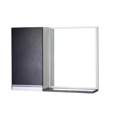 Imagem de Armário para Banheiro com Espelho Preto e Branco com Puxador