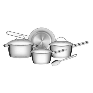 Imagem de Jogo de Panelas Allegra Inox Fundo Triplo 4 Peças e Colher Tramontina