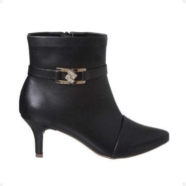 Imagem de Bota Feminina Social Cano Curto Salto Fino Médio Strass Luxo - Fashion