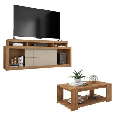 Imagem de Conjunto Sala De Estar Rack E Mesa Titan Marrom Caemmun