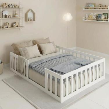 Imagem de Cama Montessoriana Casal em Madeira Maciça Branco - Repleta, Branco