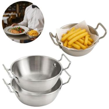 Imagem de 2 Tigelas Bowl Inox Com Alça Para Petiscos 200ml - Equipe Y