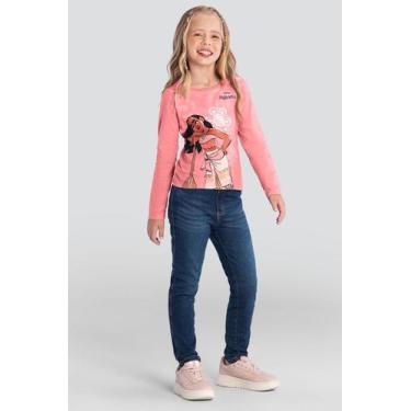 Imagem de Blusa infantil menina da Moana com glitter Brandili Rosa, 10, Rosa