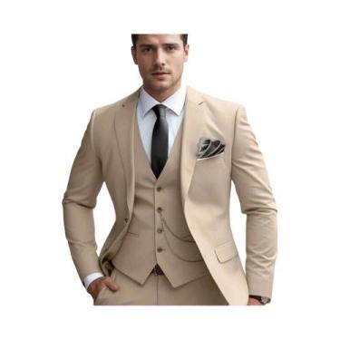 Imagem de Conjunto Masculino Slim Fit De Blazer, Colete E Calça Para Casamento, 