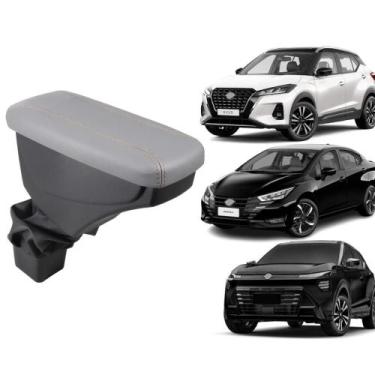 Imagem de Apoio De Braço Nissan Kicks Couro Cinza Costura Marrom - GPI Automotiv