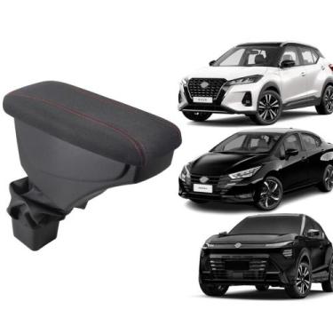 Imagem de Apoio De Braço Nissan Kicks Tecido Grafite Costura Vermelha - GPI Auto