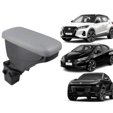 Imagem de Apoio De Braço Nissan Kicks Couro Cinza Costura Azul - GPI Automotive,