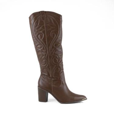 Imagem de Bota Feminina Via Marte Cano Alto Salto Bloco Confortável 079-012-01 T