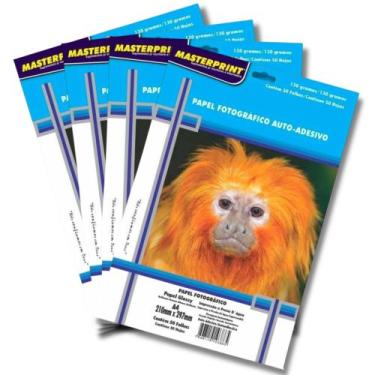 Imagem de Papel Fotográfico Adesivo Glossy Brilhante A4 130g 200 Folhas - Genéri