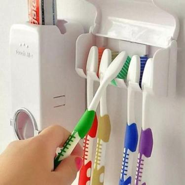 Imagem de Dispenser Aplicador Creme Dental Pasta Dente Suporte Escovas - OEM