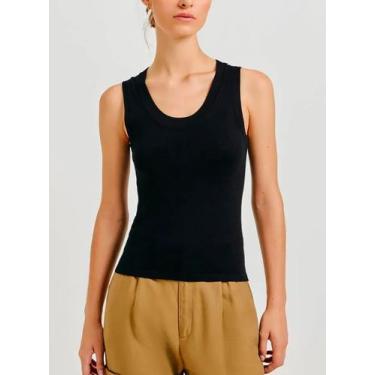 Imagem de Regata Slim Hering K5AG Feminina Decote U Tricô Viscose T. P/XG, XG, N