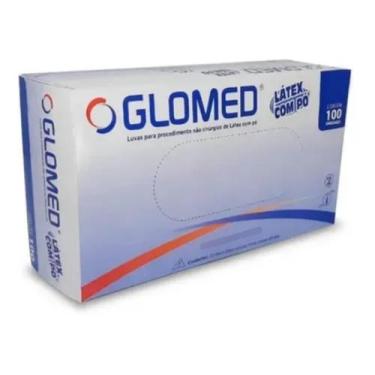 Imagem de Luvas Descartáveis Glomed Premium Látex Com Pó Caixa Com 100 unidades 