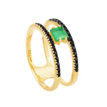 Imagem de Anel em Ouro 18k Esmeralda com Espinélio Negro - AU6828 - BRUNA TESSAR