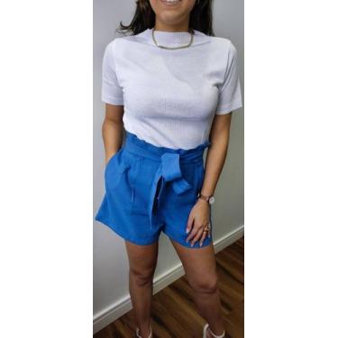 Imagem de Shorts Cargo Amplo com Laço - Feminino - UpCloth, Azul, M