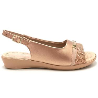 Imagem de Sandália Feminina SlingBack Peep Toe Piccadilly 500380, Ouro rose, 35